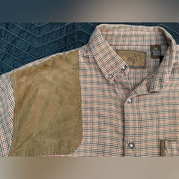 Clearwater Outfitters XL Plaid Brown Button Down Shirt, Hunting Padded Shoulder - Picture 4 of 9